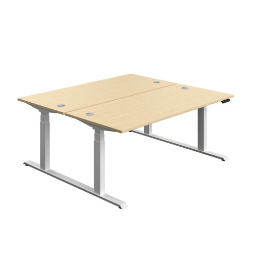 Economy Back To Back Sit Stand Desk (FSC) 1800 X 800 Maple/White