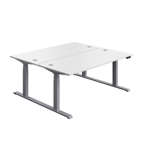 Economy Back To Back Sit Stand Desk 1800 X 800 White/Silver TC Group