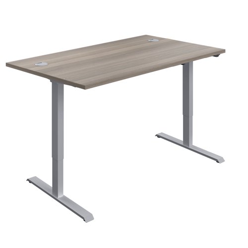 Economy Single Motor Sit Stand Desk (FSC) 1200 X 800 Grey Oak/Silver