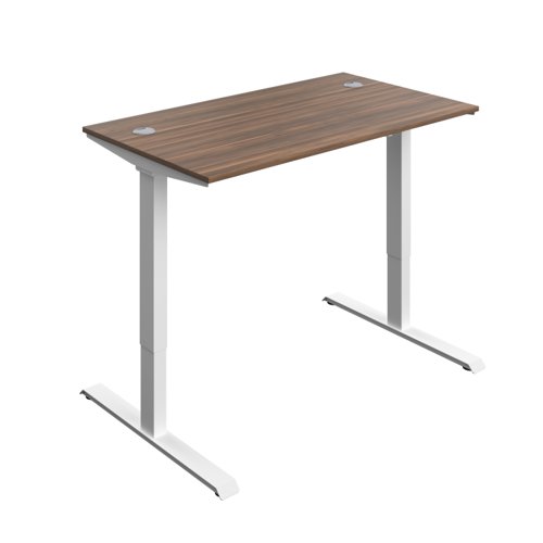 Economy Single Motor Sit Stand Desk (FSC) 1400 X 800 Dark Walnut/White