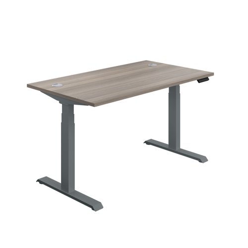 Economy Sit Stand Desk (FSC) 1200 X 800 Grey Oak/Graphite