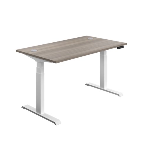 Economy Sit Stand Desk 1200 X 800 Grey Oak - White