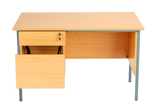 EF1275REC2DPBE2BK Eco 18 Rectangular Desk with 2 Drawer Pedestal 1200 X 750 Ellmau Beech/Black