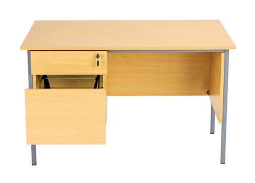 EF1275REC2DPOKBK Eco 18 Rectangular Desk with 2 Drawer Pedestal 1200 X 750 Oak/Black