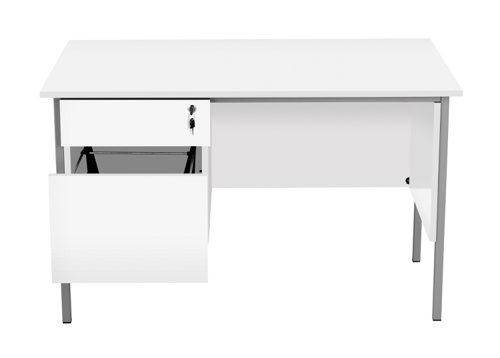 Eco 18 Rectangular Desk with 2 Drawer Pedestal 1200 X 750 White/Black TC Group