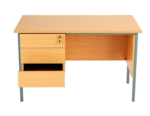 Eco 18 Rectangular Desk with 3 Drawer Pedestal 1200 X 750 Ellmau Beech/Black