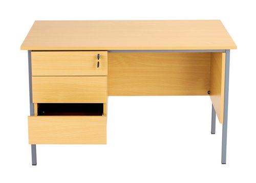 Eco 18 Rectangular Desk with 3 Drawer Pedestal 1200 X 750 Oak/Black TC Group