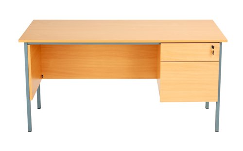 Eco 18 Rectangular Desk with 2 Drawer Pedestal 1500 X 750 Ellmau Beech/Black TC Group
