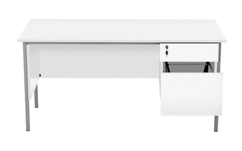 Eco 18 Rectangular Desk with 2 Drawer Pedestal 1500 X 750 White/Black TC Group
