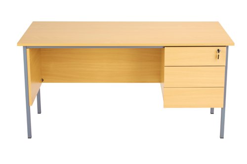 Eco 18 Rectangular Desk with 3 Drawer Pedestal 1500 X 750 Oak/Black TC Group