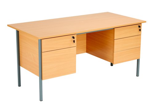 Eco 18 Rectangular Desk with 2 Drawer and 3 Drawer Pedestal 1500 X 750 Ellmau Beech/Black TC Group