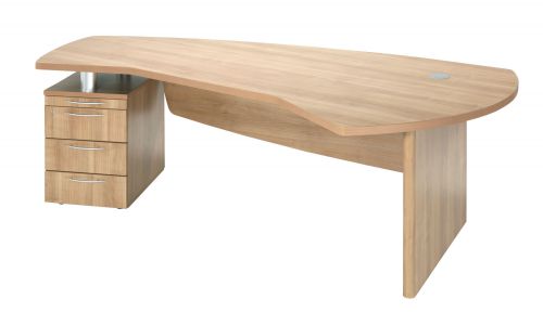 E Space Executive Desk with Left Hand 3 Drawer Pedestal - Cappuccino