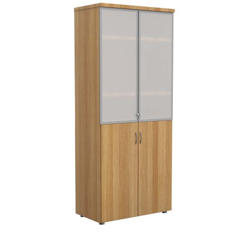 E Space Executive High Storage Glass Doors Cabinet inc. 3 Shelves - Cappuccino