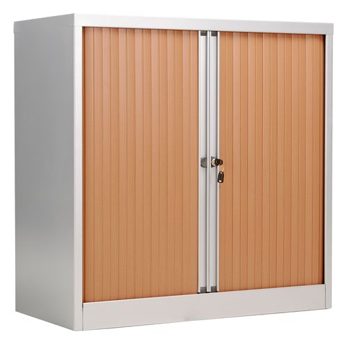 Bisley Essentials Steel Side Open 1015 Tambour - Beech With Silver Carcass