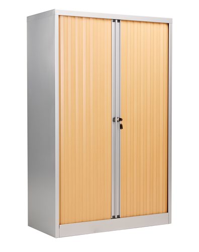 Bisley Essentials Steel Side Open 1585 Tambour - Oak With Silver Carcass