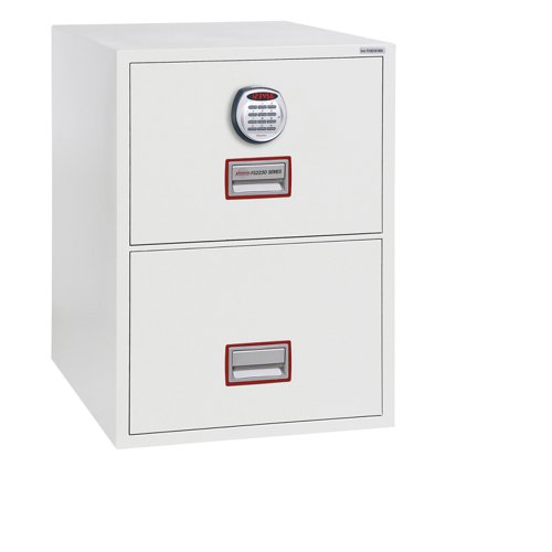 World Class Vertical Fire File FS2250K/E Series Steel Safe 2 Drawers Electronic Lock White