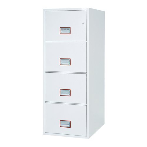 World Class Vertical Fire File FS2250K/E Series Steel Safe 4 Drawers Key Lock White