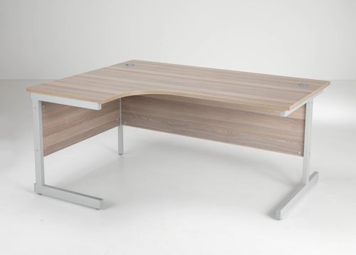 One Cantilever 1600 Crescent Cantilever Workstation Lh Grey Oak