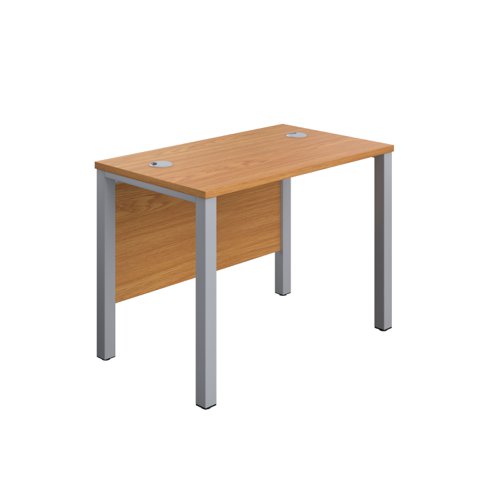 GP1060RECNOSV | The Goal Post Rectangular Desk is the perfect addition to any modern office space. With its ultra-modern goalpost leg design and modesty panel, this desk is both stylish and functional. The rectangular style desk provides ample workspace, while the secure and sturdy frame ensures long-lasting use. The 25mm top thickness and durable, well-joined tops provide a timeless finish that will stand the test of time. Whether you're working on a project or just need a place to organize your thoughts, the Goal Post Rectangular Desk is the perfect solution. So why wait? Invest in your productivity today and experience the benefits of this amazing desk for yourself!