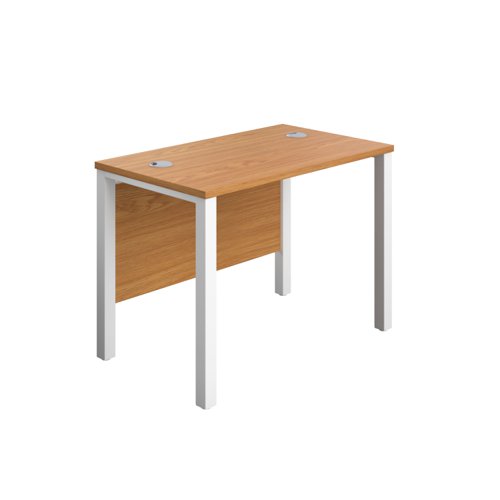 GP1060RECNOWH | The Goal Post Rectangular Desk is the perfect addition to any modern office space. With its ultra-modern goalpost leg design and modesty panel, this desk is both stylish and functional. The rectangular style desk provides ample workspace, while the secure and sturdy frame ensures long-lasting use. The 25mm top thickness and durable, well-joined tops provide a timeless finish that will stand the test of time. Whether you're working on a project or just need a place to organize your thoughts, the Goal Post Rectangular Desk is the perfect solution. So why wait? Invest in your productivity today and experience the benefits of this amazing desk for yourself!