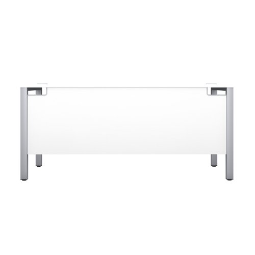 GP1280RECWHSV | The Goal Post Rectangular Desk is the perfect addition to any modern office space. With its ultra-modern goalpost leg design and modesty panel, this desk is both stylish and functional. The rectangular style desk provides ample workspace, while the secure and sturdy frame ensures long-lasting use. The 25mm top thickness and durable, well-joined tops provide a timeless finish that will stand the test of time. Whether you're working on a project or just need a place to organize your thoughts, the Goal Post Rectangular Desk is the perfect solution. So why wait? Invest in your productivity today and experience the benefits of this amazing desk for yourself!