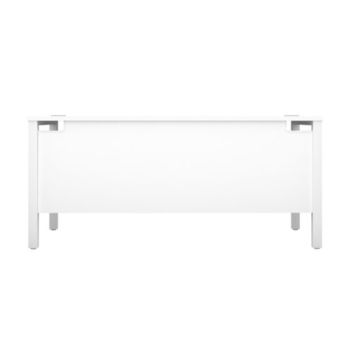 GP1280RECWHWH | The Goal Post Rectangular Desk is the perfect addition to any modern office space. With its ultra-modern goalpost leg design and modesty panel, this desk is both stylish and functional. The rectangular style desk provides ample workspace, while the secure and sturdy frame ensures long-lasting use. The 25mm top thickness and durable, well-joined tops provide a timeless finish that will stand the test of time. Whether you're working on a project or just need a place to organize your thoughts, the Goal Post Rectangular Desk is the perfect solution. So why wait? Invest in your productivity today and experience the benefits of this amazing desk for yourself!