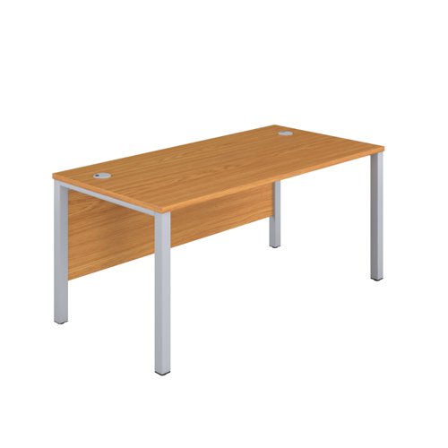 GP1460RECNOSV | The Goal Post Rectangular Desk is the perfect addition to any modern office space. With its ultra-modern goalpost leg design and modesty panel, this desk is both stylish and functional. The rectangular style desk provides ample workspace, while the secure and sturdy frame ensures long-lasting use. The 25mm top thickness and durable, well-joined tops provide a timeless finish that will stand the test of time. Whether you're working on a project or just need a place to organize your thoughts, the Goal Post Rectangular Desk is the perfect solution. So why wait? Invest in your productivity today and experience the benefits of this amazing desk for yourself!