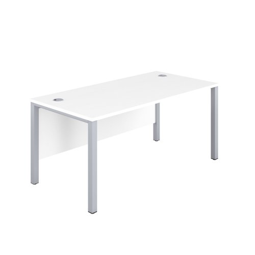 GP1460RECWHSV Goal Post Rectangular Desk 1400X600 White/Silver