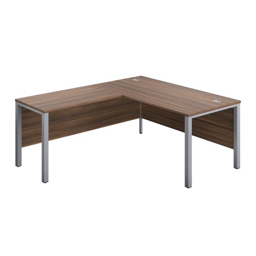 Goal Post Left Hand Return Desk (FSC) 1600X800 Dark Walnut/Silver