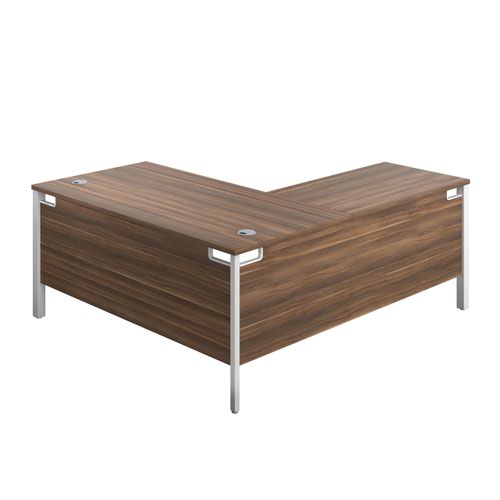 Goal Post Left Hand Return Desk (FSC) 1600X800 Dark Walnut/White