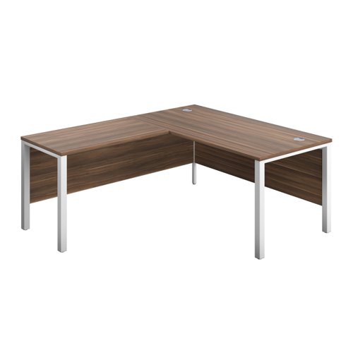 Goal Post Left Hand Return Desk (FSC) 1600X800 Dark Walnut/White