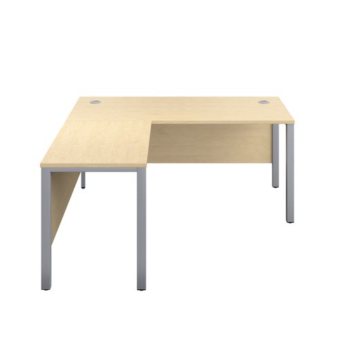 GP1680LHRETMASV | The Goal Post Left Hand Return Desk is the perfect addition to any modern office space. With its ultra-modern goalpost leg design and modesty panel, this return style desk is both stylish and functional. The secure and sturdy frame ensures long-lasting use, while the durable and well-joined tops provide a timeless finish. The 25mm top thickness adds to the desk's durability and strength. This desk is perfect for those who want a sleek and modern look in their workspace, without sacrificing functionality or durability. Invest in the Goal Post Left Hand Return Desk for a stylish and practical addition to your office.