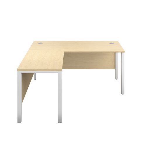 GP1680LHRETMAWH | The Goal Post Left Hand Return Desk is the perfect addition to any modern office space. With its ultra-modern goalpost leg design and modesty panel, this return style desk is both stylish and functional. The secure and sturdy frame ensures long-lasting use, while the durable and well-joined tops provide a timeless finish. The 25mm top thickness adds to the desk's durability and strength. This desk is perfect for those who want a sleek and modern look in their workspace, without sacrificing functionality or durability. Invest in the Goal Post Left Hand Return Desk for a stylish and practical addition to your office.