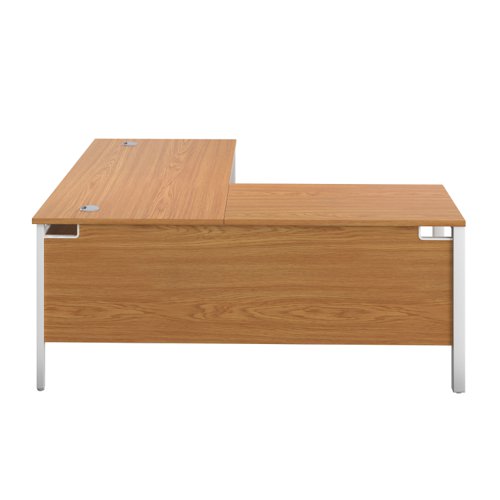 GP1680LHRETNOWH | The Goal Post Left Hand Return Desk is the perfect addition to any modern office space. With its ultra-modern goalpost leg design and modesty panel, this return style desk is both stylish and functional. The secure and sturdy frame ensures long-lasting use, while the durable and well-joined tops provide a timeless finish. The 25mm top thickness adds to the desk's durability and strength. This desk is perfect for those who want a sleek and modern look in their workspace, without sacrificing functionality or durability. Invest in the Goal Post Left Hand Return Desk for a stylish and practical addition to your office.