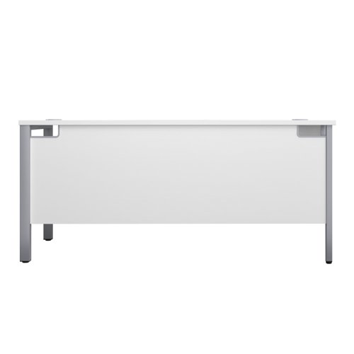 GP1680LHRETWHSV | The Goal Post Left Hand Return Desk is the perfect addition to any modern office space. With its ultra-modern goalpost leg design and modesty panel, this return style desk is both stylish and functional. The secure and sturdy frame ensures long-lasting use, while the durable and well-joined tops provide a timeless finish. The 25mm top thickness adds to the desk's durability and strength. This desk is perfect for those who want a sleek and modern look in their workspace, without sacrificing functionality or durability. Invest in the Goal Post Left Hand Return Desk for a stylish and practical addition to your office.