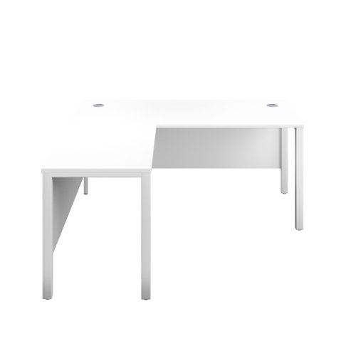 GP1680LHRETWHWH | The Goal Post Left Hand Return Desk is the perfect addition to any modern office space. With its ultra-modern goalpost leg design and modesty panel, this return style desk is both stylish and functional. The secure and sturdy frame ensures long-lasting use, while the durable and well-joined tops provide a timeless finish. The 25mm top thickness adds to the desk's durability and strength. This desk is perfect for those who want a sleek and modern look in their workspace, without sacrificing functionality or durability. Invest in the Goal Post Left Hand Return Desk for a stylish and practical addition to your office.