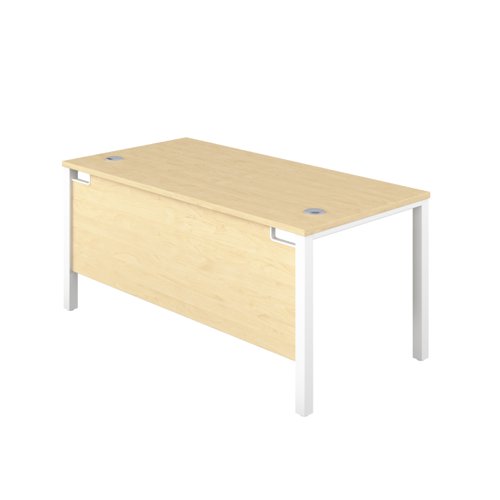 GP1680RECMAWH | The Goal Post Rectangular Desk is the perfect addition to any modern office space. With its ultra-modern goalpost leg design and modesty panel, this desk is both stylish and functional. The rectangular style desk provides ample workspace, while the secure and sturdy frame ensures long-lasting use. The 25mm top thickness and durable, well-joined tops provide a timeless finish that will stand the test of time. Whether you're working on a project or just need a place to organize your thoughts, the Goal Post Rectangular Desk is the perfect solution. So why wait? Invest in your productivity today and experience the benefits of this amazing desk for yourself!