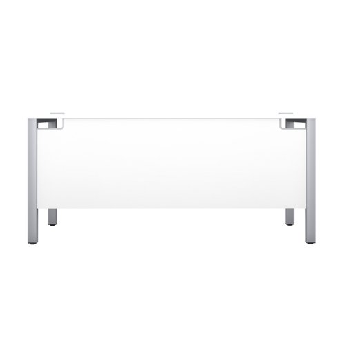 GP1680RECWHSV | The Goal Post Rectangular Desk is the perfect addition to any modern office space. With its ultra-modern goalpost leg design and modesty panel, this desk is both stylish and functional. The rectangular style desk provides ample workspace, while the secure and sturdy frame ensures long-lasting use. The 25mm top thickness and durable, well-joined tops provide a timeless finish that will stand the test of time. Whether you're working on a project or just need a place to organize your thoughts, the Goal Post Rectangular Desk is the perfect solution. So why wait? Invest in your productivity today and experience the benefits of this amazing desk for yourself!