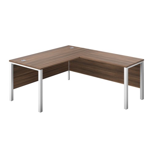 Goal Post Right Hand Return Desk (FSC) 1600X800 Dark Walnut/White