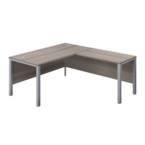 Goal Post Right Hand Return Desk (FSC) 1600X800 Grey Oak/Silver