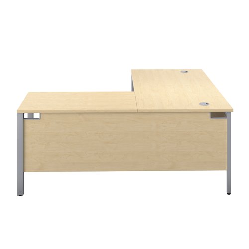 GP1680RHRETMASV | The Goal Post Right Hand Return Desk is the perfect addition to any modern office space. With its ultra-modern goalpost leg design and modesty panel, this return style desk is both stylish and functional. The secure and sturdy frame ensures long-lasting use, while the durable and well-joined tops provide a timeless finish. The 25mm top thickness adds to the desk's durability and strength. This desk is perfect for those who want a sleek and modern workspace that is both functional and stylish. Whether you're working from home or in the office, the Goal Post Right Hand Return Desk is the perfect choice for anyone who wants a desk that is both secure and stylish.