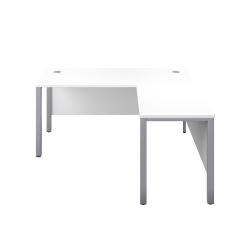 GP1680RHRETWHSV | The Goal Post Right Hand Return Desk is the perfect addition to any modern office space. With its ultra-modern goalpost leg design and modesty panel, this return style desk is both stylish and functional. The secure and sturdy frame ensures long-lasting use, while the durable and well-joined tops provide a timeless finish. The 25mm top thickness adds to the desk's durability and strength. This desk is perfect for those who want a sleek and modern workspace that is both functional and stylish. Whether you're working from home or in the office, the Goal Post Right Hand Return Desk is the perfect choice for anyone who wants a desk that is both secure and stylish.