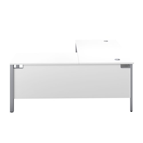 GP1680RHRETWHSV | The Goal Post Right Hand Return Desk is the perfect addition to any modern office space. With its ultra-modern goalpost leg design and modesty panel, this return style desk is both stylish and functional. The secure and sturdy frame ensures long-lasting use, while the durable and well-joined tops provide a timeless finish. The 25mm top thickness adds to the desk's durability and strength. This desk is perfect for those who want a sleek and modern workspace that is both functional and stylish. Whether you're working from home or in the office, the Goal Post Right Hand Return Desk is the perfect choice for anyone who wants a desk that is both secure and stylish.