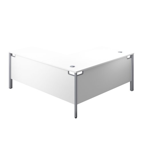 GP1680RHRETWHSV | The Goal Post Right Hand Return Desk is the perfect addition to any modern office space. With its ultra-modern goalpost leg design and modesty panel, this return style desk is both stylish and functional. The secure and sturdy frame ensures long-lasting use, while the durable and well-joined tops provide a timeless finish. The 25mm top thickness adds to the desk's durability and strength. This desk is perfect for those who want a sleek and modern workspace that is both functional and stylish. Whether you're working from home or in the office, the Goal Post Right Hand Return Desk is the perfect choice for anyone who wants a desk that is both secure and stylish.