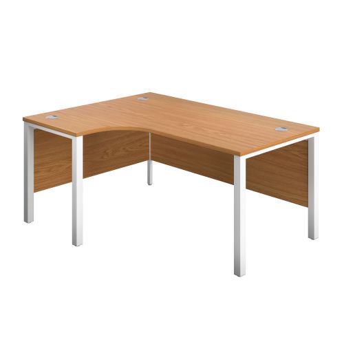 1800X1200 Goal Post Left Hand Radial Desk Nova Oak-White
