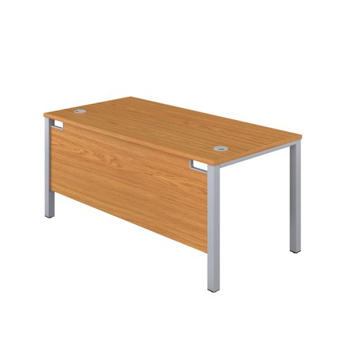 GP1860RECNOSV | The Goal Post Rectangular Desk is the perfect addition to any modern office space. With its ultra-modern goalpost leg design and modesty panel, this desk is both stylish and functional. The rectangular style desk provides ample workspace, while the secure and sturdy frame ensures long-lasting use. The 25mm top thickness and durable, well-joined tops provide a timeless finish that will stand the test of time. Whether you're working on a project or just need a place to organize your thoughts, the Goal Post Rectangular Desk is the perfect solution. So why wait? Invest in your productivity today and experience the benefits of this amazing desk for yourself!