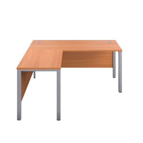 GP1880LHRETBESV | The Goal Post Left Hand Return Desk is the perfect addition to any modern office space. With its ultra-modern goalpost leg design and modesty panel, this return style desk is both stylish and functional. The secure and sturdy frame ensures long-lasting use, while the durable and well-joined tops provide a timeless finish. The 25mm top thickness adds to the desk's durability and strength. This desk is perfect for those who want a sleek and modern look in their workspace, without sacrificing functionality or durability. Invest in the Goal Post Left Hand Return Desk for a stylish and practical addition to your office.