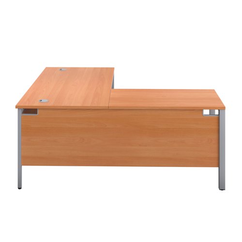 GP1880LHRETBESV | The Goal Post Left Hand Return Desk is the perfect addition to any modern office space. With its ultra-modern goalpost leg design and modesty panel, this return style desk is both stylish and functional. The secure and sturdy frame ensures long-lasting use, while the durable and well-joined tops provide a timeless finish. The 25mm top thickness adds to the desk's durability and strength. This desk is perfect for those who want a sleek and modern look in their workspace, without sacrificing functionality or durability. Invest in the Goal Post Left Hand Return Desk for a stylish and practical addition to your office.