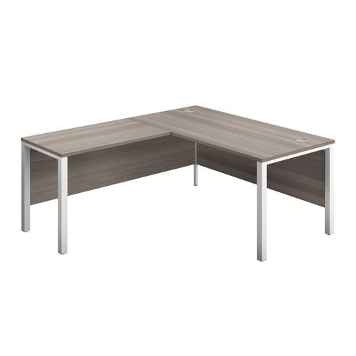 1800X800 Goal Post Left Hand Return Desk Grey Oak-White