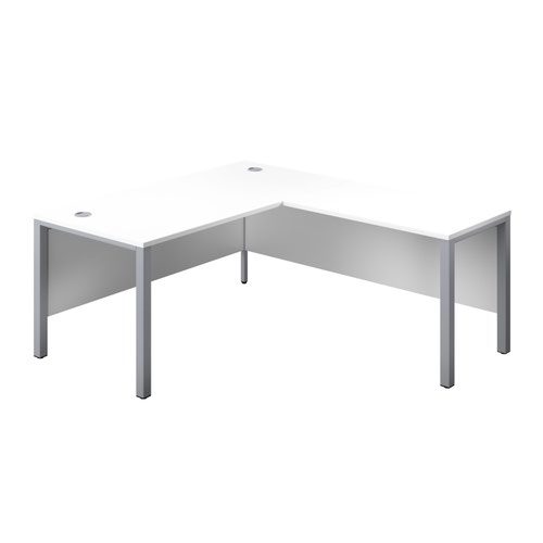1800X800 Goal Post Right Hand Return Desk White-Silver